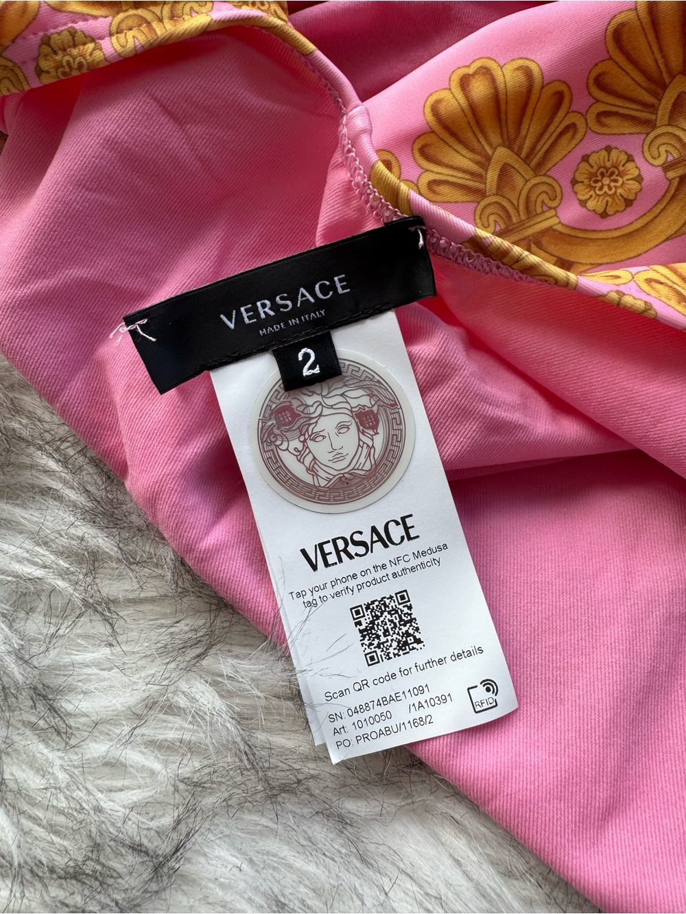 Versace Pink and Gold Medusa-Print One piece bathing suit size 2 - Picture 5 of 8